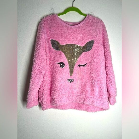 NWT Arizona Sherpa Sweatshirt Pink Sequin Size 3XL( 22 1/2) - Picture 1 of 6